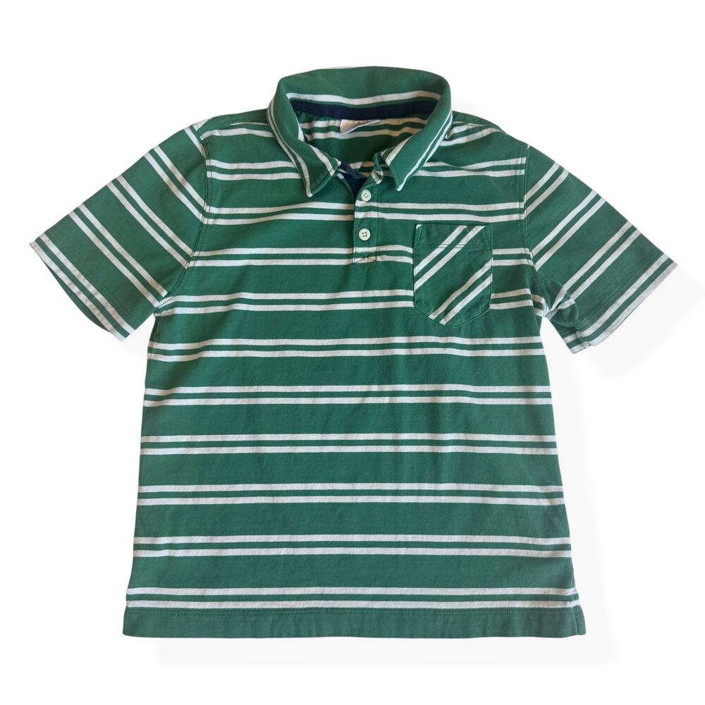 Hanna Andersson Green Soft Stripe Cotton Polo 140cm US 10